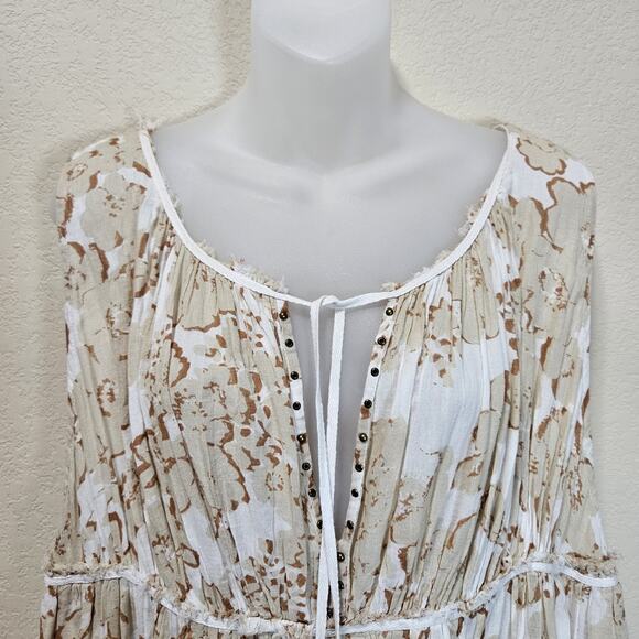 Intimately Free People Sundown Romper Boho Studded Jumper Tiered Beige Sheer XS - Picture 6 of 16